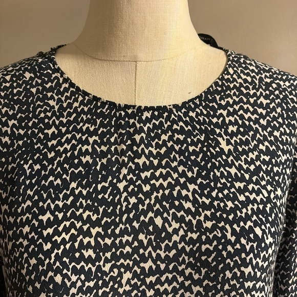 Zara women’s swing mini Long Sleeve Dress viscose mini black white geometric L - Picture 3 of 12